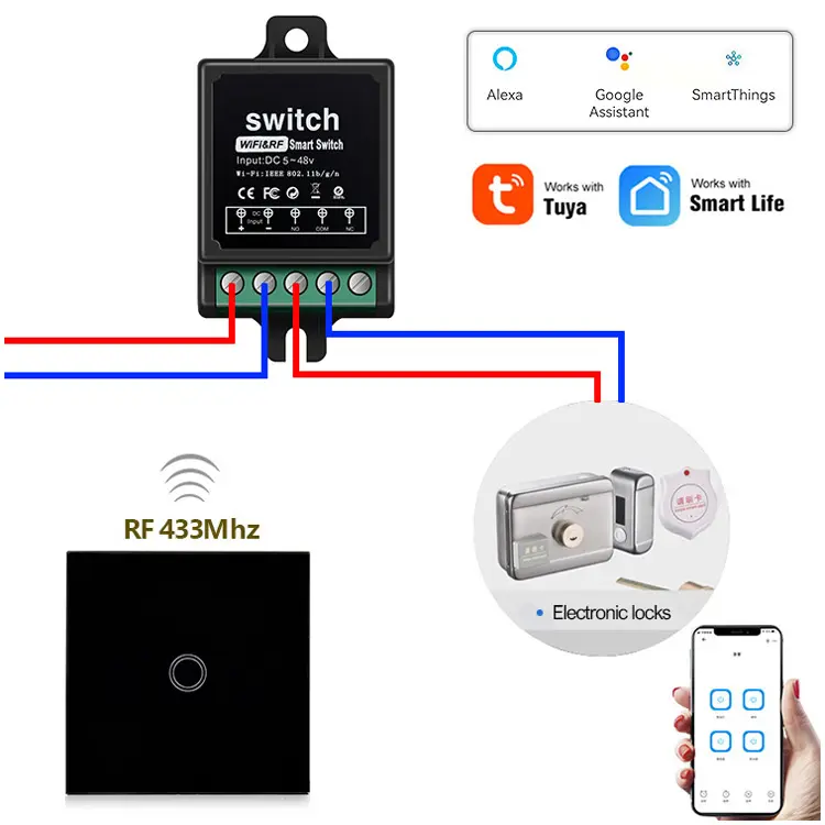 Wifi led مصباح wifi مكرر اللاسلكية التحكم عن بعد التبديل 433 mhz rf تتابع التحكم الوصول البعيد التحكم تويا wifi مفتاح ذكي