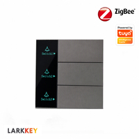 Interrupteur intelligent à 3 boutons Zigbee |   Interrupteur mural tactile à panneau en verre |   Contrôle par application Tuya pour hôtel et maison |   250V 2500W