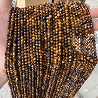 Perles en vrac de pierre naturelle œil de tigre facettée de 2 mm, 3 mm, 4 mm pour la fabrication de bijoux, vente en gros