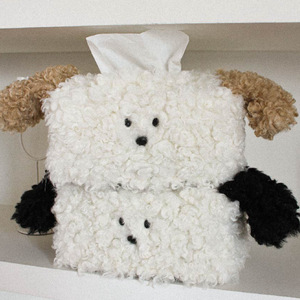 Boîte/sac à mouchoirs en peluche mignon en forme de chiot, parfait pour le style japonais et coréen, idéal pour la décoration du salon et du bureau. - Product Image 1