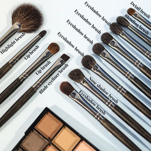 2026 12 pièces en gros, pinceaux de maquillage professionnels pour femmes, poils de chèvre plats noirs, bois, marque privée, poils naturels, haute qualité, personnalisés - Product Image 5