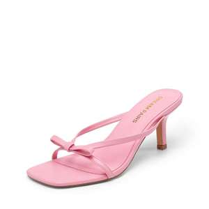 Mules da <span class=keywords><strong>donna</strong></span> rosa con fiocco, tacco a gattino, punta aperta, slip-on, sandali <span class=keywords><strong>eleganti</strong></span> con tacco basso, <span class=keywords><strong>scarpe</strong></span> da sera alla moda, tacchi estivi - Product Image 5
