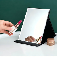 Miroir de maquillage rectangulaire classique 7x10 pouces, portable, en cuir PU, pliable, avec support réglable, pour table de maquillage, bureau, voyage
