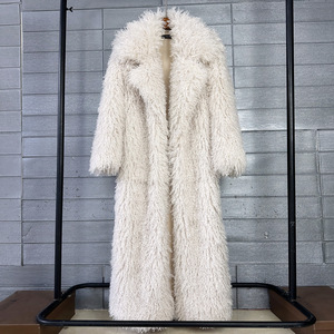 <span class=keywords><strong>Manteau</strong></span> long coloré en fausse fourrure de vison pour <span class=keywords><strong>femme</strong></span>, style streetwear hivernal avec col tailleur - Product Image 2