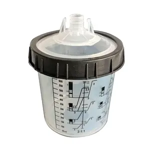 Pot de pulvérisation jetable 600 ml, 13 pièces, pot en plastique avec adaptateur, bouteille de mélange de peinture graduée