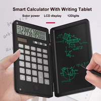 Bloc-notes pliable Calculatrice d'énergie solaire Bloc-notes effaçable Calculatrice magique Calculatrice intelligente à 12 chiffres avec tablette d'écriture