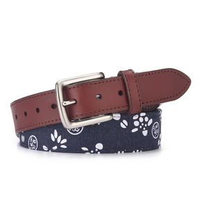 Nuevo Cinturón de Lona para <span class=keywords><strong>Mujer</strong></span> con Parches de Cuero Genuino, Estampado Floral, Correa de Cintura con Hebilla, Cinturón Casual para Jeans de <span class=keywords><strong>Mujer</strong></span> - Product Image 4