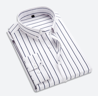 Camisa Formal Elegante de Estilo Coreano para Hombre, Diseño Otoñal con Rayas Verticales Grandes, Manga Larga, Tejido de Ganchillo, Cuello en V