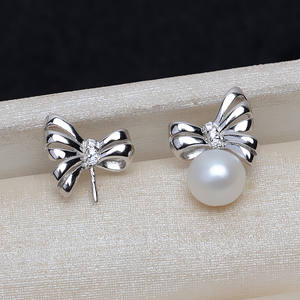 Boucles d'oreilles en argent S925 pour femmes, style aiguille droite personnalisé avec 8-9 accessoires de perles DIY, article suspendu pour cheveux 3916 - Product Image 3