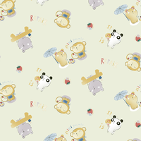 Tela 100% Algodón Antipelusas con Diseño Personalizado de Osos para Ropa de Cama de Bebé y Textiles para el Hogar