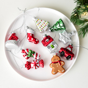 Bola de Navidad de Cristal Pintado, Colgante de Papá Noel y Muñeco de Nieve, Decoración Creativa para Árbol de Navidad - Product Image 3