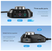 Adaptador de Tarjeta de Sonido Externa USB Nuevo, Convertidor de Audio USB a 3.5mm con 2 Puertos USB Tipo C, Plug and Play para Laptop, PC y Auriculares