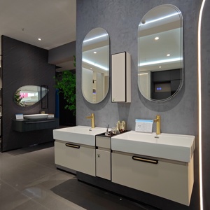 Water Proof Bathroom <b>Vanities</b> High Gloss Cabinet Bathroom <b>Makeup</b> <b>Vanity</b> with and Led Mirror 48 Inch - Product Image 1