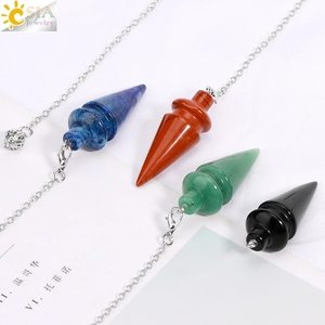 CSJA vente en gros de pierre naturelle Reiki méditation guérison cristaux Quartz cône pendentif <span class=keywords><strong>radiesthésie</strong></span> <span class=keywords><strong>pendules</strong></span> à vendre H185 - Product Image 5