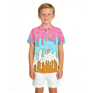 Polos personnalisés à imprimé dinosaure, vêtements de sport pour enfants, vêtements de <span class=keywords><strong>tennis</strong></span>, vêtements de sport de plein air, chemises de golf pour garçons - Product Image 3