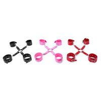 Menottes en cuir pour adultes de marque OEM, jeu BDSM, rose et vert, vente en gros