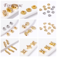 Perles entretoises plaquées or 18 carats avec zircon incrusté, de forme irrégulière, pour la fabrication de bijoux DIY faits à la main