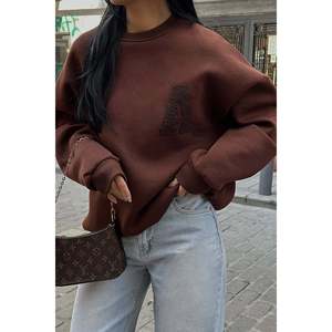 Sudadera de Seda Marrón para Damas y Niñas, Sudadera con Capucha Bordada con Estampado Puff, Sudadera de Invierno Talla Única, Suministro ODM - Product Image 4