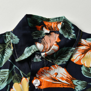 Bộ Quần Áo Bé Trai Mùa Hè Cho Trẻ Em, Bộ Áo Sơ Mi Bé Trai Họa Tiết Lá + Quần Short Vải Cotton - Product Image 5