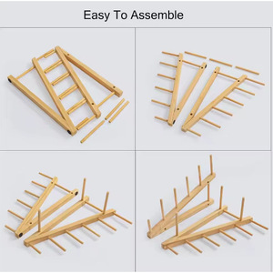Bamboo Dish <b>Rack</b> With Drain Foldable Quick Dry Kitchen Storage Unit For <b>Plates</b> And Utensils - Product Image 2