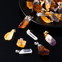 JD GEMS Vente en gros de pendentifs en améthyste/agate/tourmaline/citrine/quartz violet/quartz rocheux/quartz rouge naturels de 20 à 50 mm, idéal pour la création de bijoux DIY