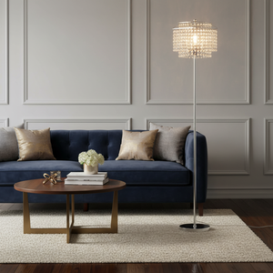 Ehomelights <strong>Gold</strong> Crystal LED Floor <strong>Lamp</strong> 64" <strong>Tall</strong> Adjustable Height Modern Design E12/E14 Touch Control Double-Layer Lampshade - Product Image 5