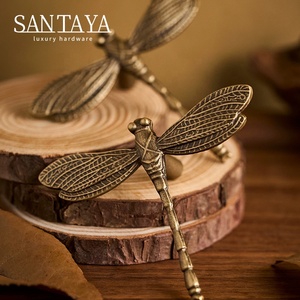 Gagang Kabinet Dapur Santaya Solid Antique Brushed Brass, Kenop Laci Lemari Kamar Tidur, Gagang Furnitur Perunggu - Product Image 2