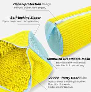Sac à linge pour chaussures en chenille durable et réutilisable de 270 g avec fermeture éclair pour machine à laver et sèche-linge - Product Image 2