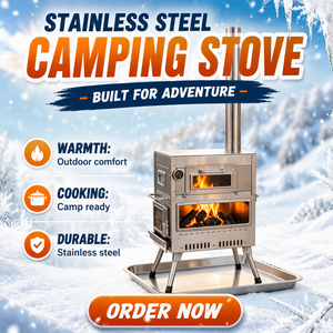 Edelstahl-Zeltofen mit Oberem Ofen, Mehrfach-Glasfenster, Klappbaren Beinen, Abnehmbarem Schornstein für Outdoor-<span class=keywords><strong>Camping</strong></span>, BBQ, Brennholz, Alle Jahreszeiten - Product Image 1