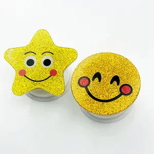 Custom Yellow Smiley star acrylic phone airbag holder with UV print animation and cartoon-style plastic holder