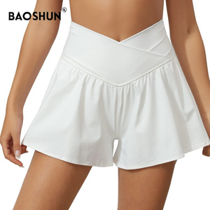 <span class=keywords><strong>Pantaloncini</strong></span> sportivi estivi da donna <span class=keywords><strong>culotte</strong></span> ad asciugatura rapida a vita incrociata Anti-Walking Culottes per correre Leggings solidi per Fitness Yoga - Product Image 1