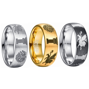Anello da Uomo in Acciaio al Tungsteno con <span class=keywords><strong>Testa</strong></span> di <span class=keywords><strong>Leone</strong></span> Laserizzata da 8mm, Gioiello Regalo per Feste - Product Image 1