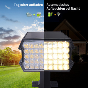 Projecteurs solaires extérieurs étanches IP65 Tayire, 45 LED, éclairage solaire à piquet pour allée, jardin, cour extérieure - Product Image 2