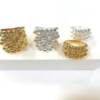 Janice Schmuck 2026 Britischer Klassischer Vintage Keeper Ring Messing 18K Vergoldet Pyramiden-Sattel Ehering