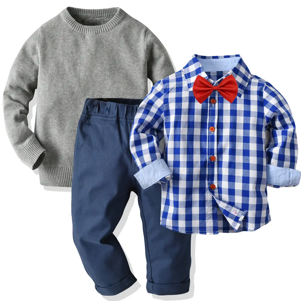 2023 Hot Selling Fashion Kids Pak Boy Suit Baby 3 Pcs Sets Kinderfeest Kledingstukken Boyset