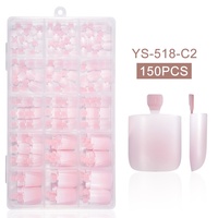 150 faux ongles de pieds roses dégradés à presser, courts et carrés, kit de faux ongles de pieds amovibles et réutilisables pour usage quotidien