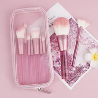 Offre Spéciale : Ensemble de 9 Pinceaux de Maquillage en Fibres Synthétiques avec Manche en Plastique, Pinceaux pour Ombre à Paupières et Fard à Joues, Outils de Beauté dans un Sac en Maille