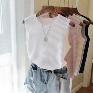 Débardeur en tricot uni sans manches pour femme, tendance - Product Image 1