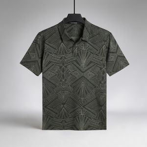 Polo en tricot jacquard décontracté pour homme, 260 GSM, 100% polyester, coupe classique, tendance - Product Image 1