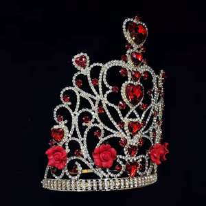 Couronne <span class=keywords><strong>de</strong></span> concours romantique en forme <span class=keywords><strong>de</strong></span> cœur rouge <span class=keywords><strong>de</strong></span> 8 pouces, plaquée or, pour la Saint-Valentin, pour la couronne <span class=keywords><strong>de</strong></span> reine <span class=keywords><strong>de</strong></span> beauté, la couronne <span class=keywords><strong>de</strong></span> mariage, la fête - Product Image 3