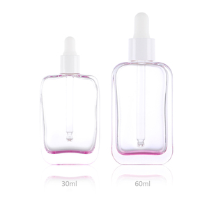 Luxury Cosmetic Packaging Thick Bottom 30ml 60ml Flat Square Purple Clear Serum <b>Bottle</b> Essential Oil Glass White <b>Dropper</b> <b>Bottle</b> - Product Image 6