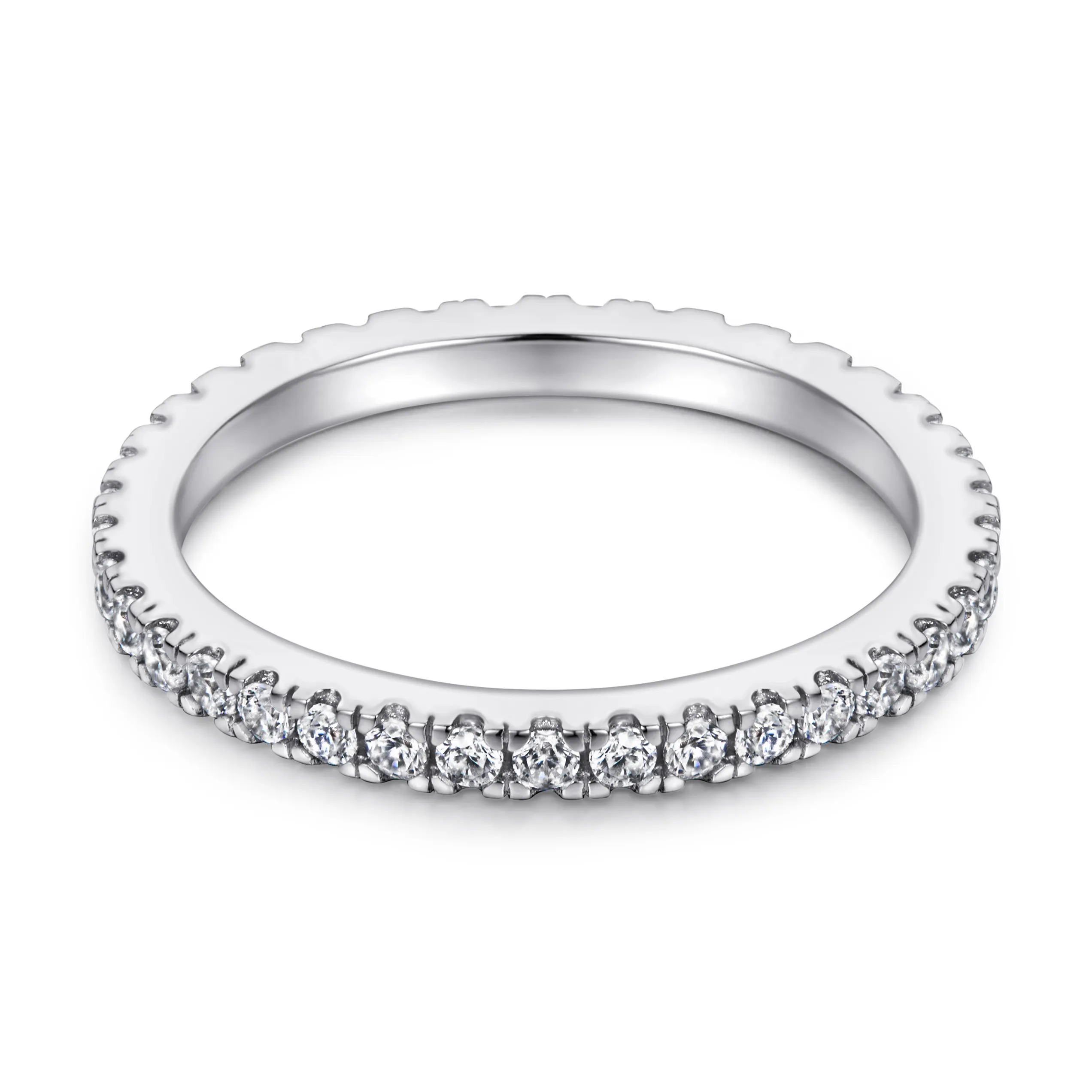 925 Серебряное роскошное Сверкающее обручальное кольцо из кубического циркония 5А с блестящим стержнем