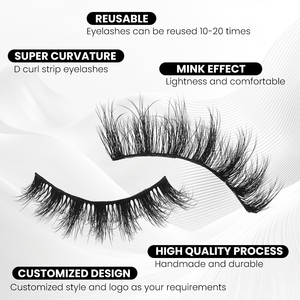 Extensions de cils personnalisées de luxe, courbure D, 3D, russes, faites à la main, en faux vison, multi-paires, bande complète, naturelles, douces et volumineuses, pour revendeurs - Product Image 3