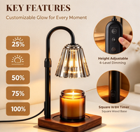 Lampe chauffe-bougie vintage avec minuterie et variateur d'intensité, hauteur réglable, cadeaux de Noël et d'anniversaire pour femmes, mamans, elle, cadeau de pendaison de crémaillère