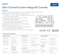 Variateur LED Skydance 12-48VDC 4CH*5A CV DALI Push Dim DA4-T DT6 DT8 pour éclairage LED monochrome, bicolore, RGB, RGBW