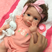 Poupée interactive en silicone réaliste LOULOU de 18 pouces avec cheveux bouclés bruns, corps entier, sucette, jouet pour bébé