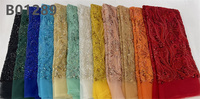 Tissu de dentelle perlée de luxe CHOCOO à prix d'usine, tissu de dentelle perlée brodé africain rouge pour mariage