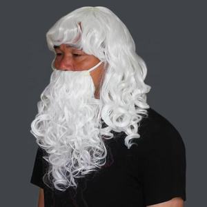 Perruque blanche pour père noël, perruques synthétiques bon marché et barbe pour père noël, cosmétique - Product Image 2