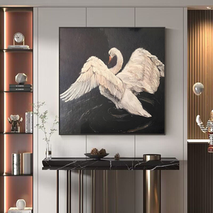 Ручная роспись импрессионистской фермы животных холст льняной пейзаж озеро картина маслом Лебеди ручной работы Реалистичная картина маслом - Product Image 2