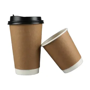 Venta al por mayor personalizado tazas-Vasos de papel de pared desechables con tapa, tazas de café con logotipo personalizado, individual, doble, 4oz, 8oz, 12oz, 16oz